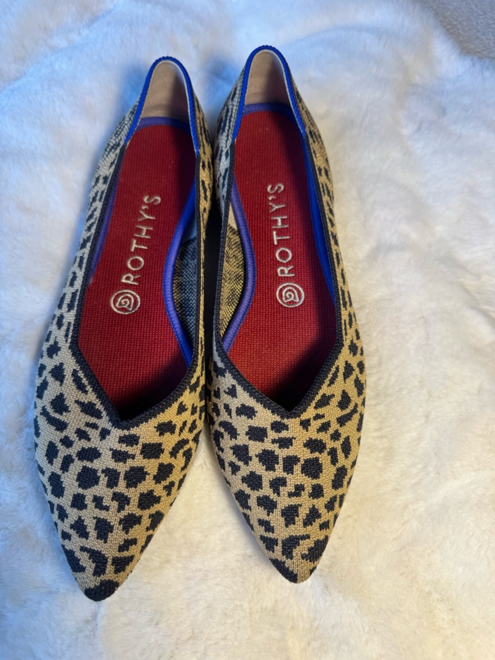 Rothy's Leopard Print Pointed Toe Flats Size 9 - Picture 2 of 9